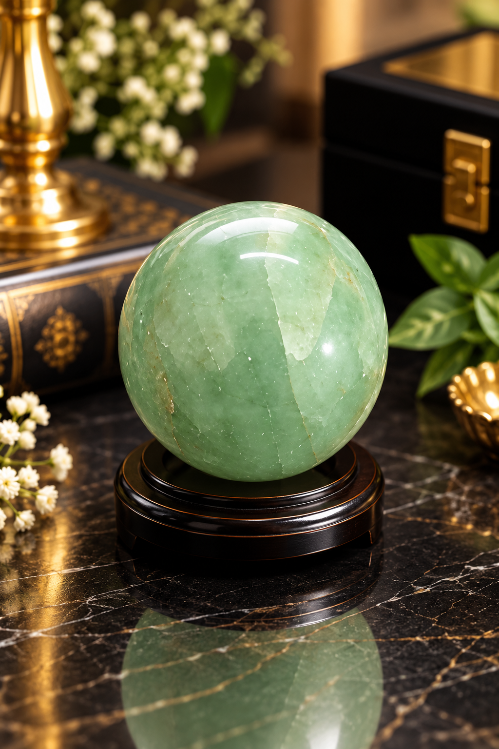Green Aventurine Crystal Ball | Natural Green Aventurine Sphere for Luck, Prosperity & Abundance 105 Gram