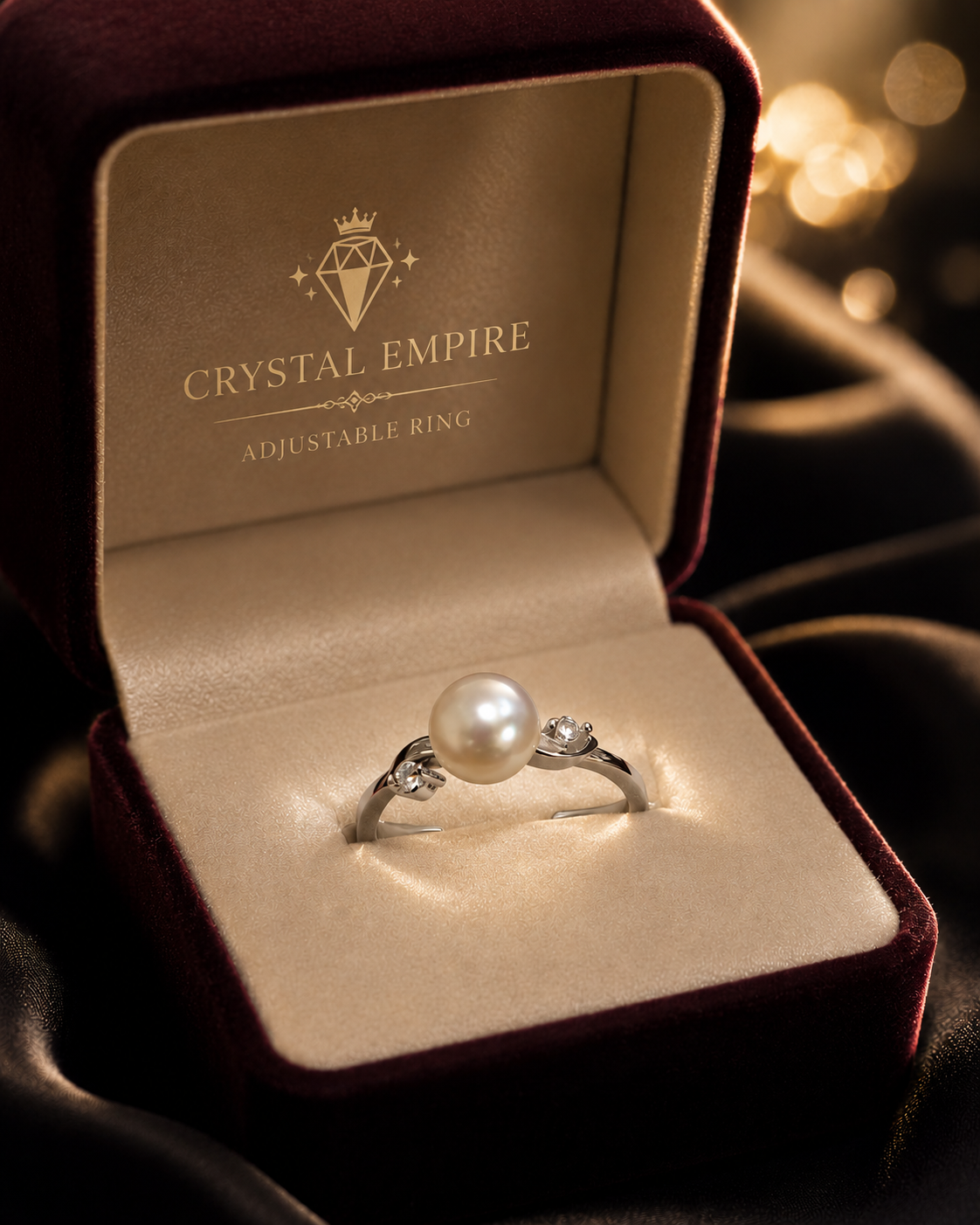 Natural Pearl Adjustable Ring for Women | Crystal Empire