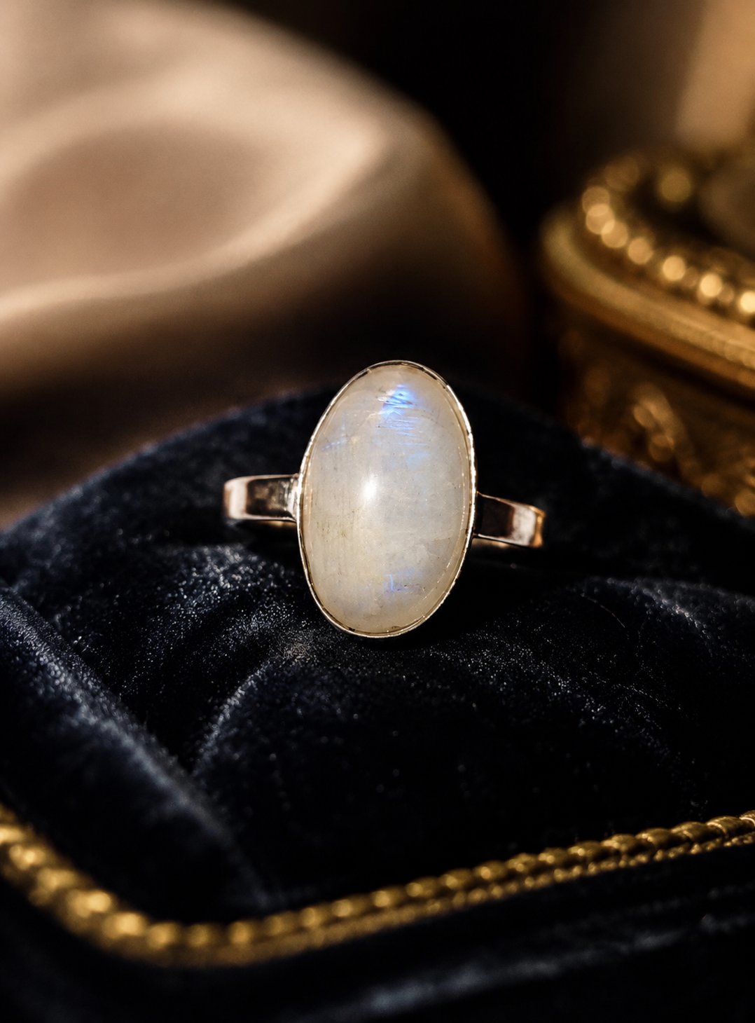 Rainbow Moonstone Adjustable Ring for Intuition | Crystal Empire