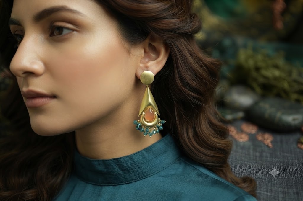 Elegant Gold-Plated Designer Drop Earrings for Women | Fashion Jewelry (BR250)
