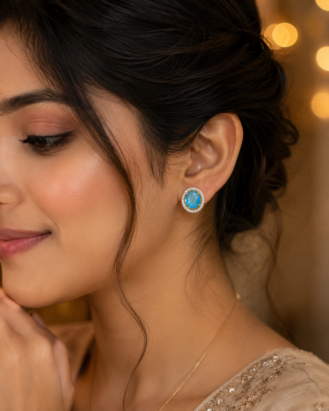 Fancy Designer Blue Ear Studs for Women | Elegant Party Wear Fashion Jewelry (BR120)
