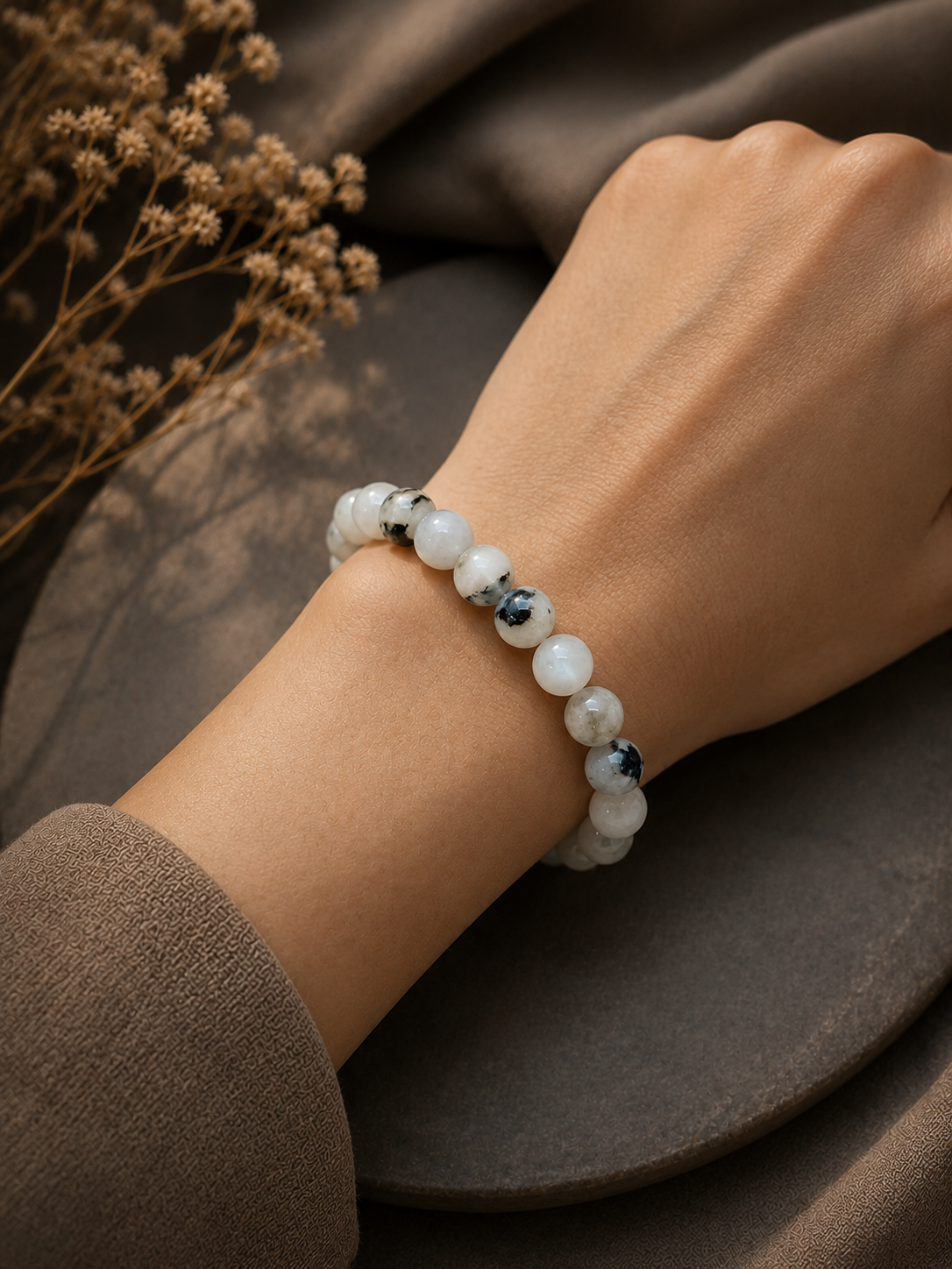 Natural Rainbow Moonstone Bracelet | Intuition, Emotional Balance & Inner Peace
