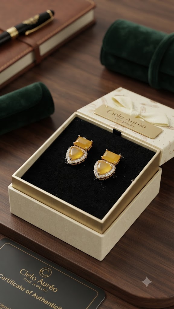 Luxury Gold-Tone Teardrop Statement Earrings for Women | Elegant (BR250)