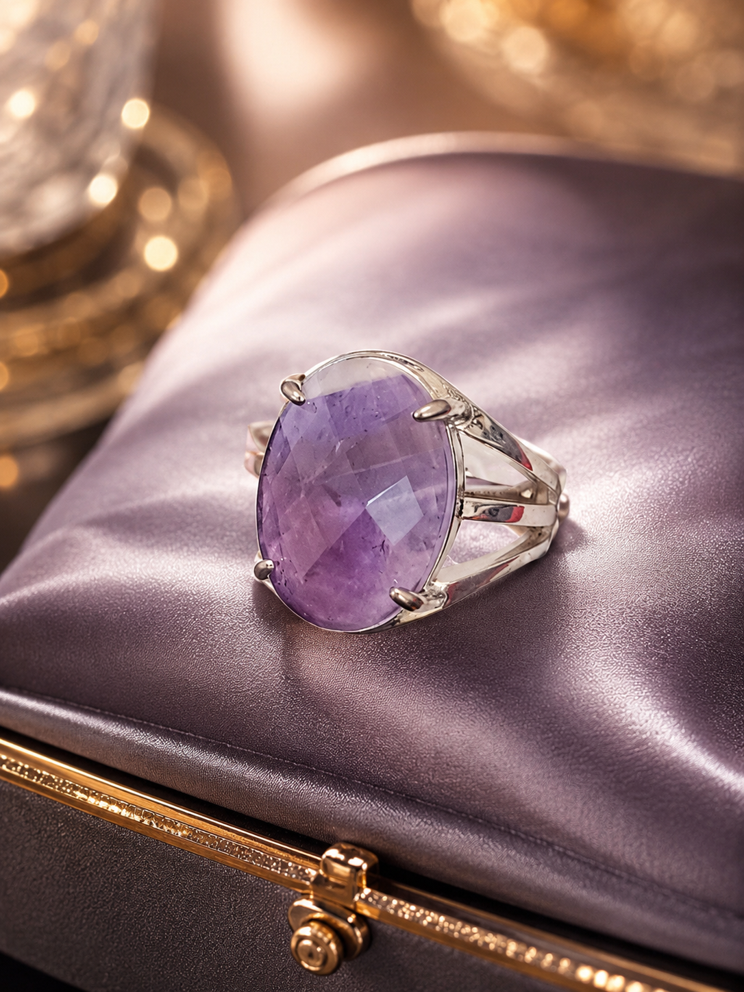 Natural Amethyst Adjustable Ring for Peace & Spiritual Growth