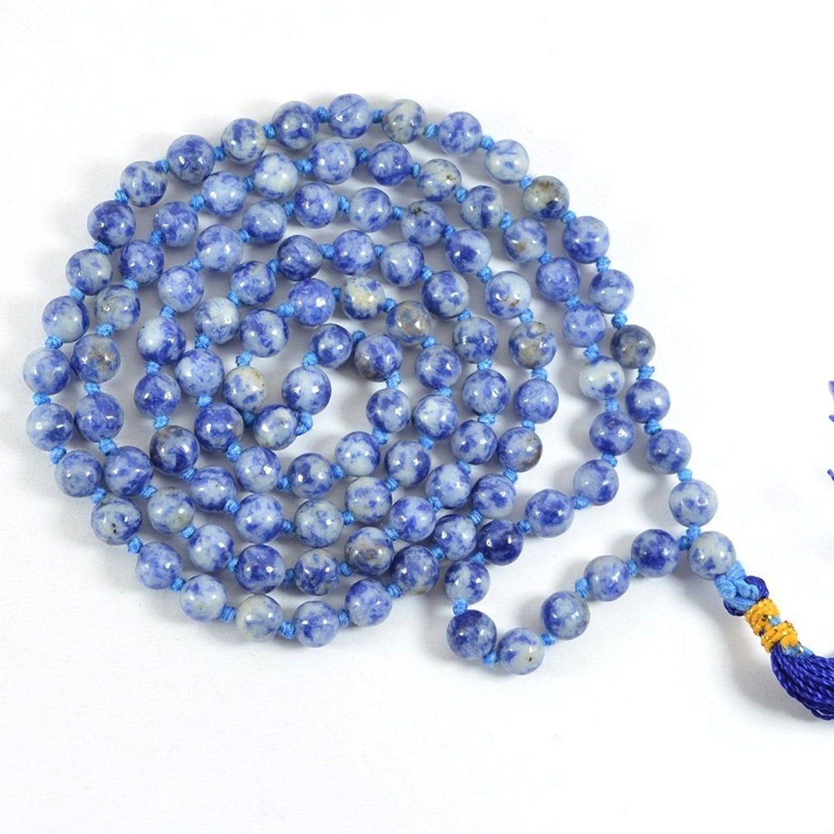 Natural Sodalite Jaap Mala for Meditation, Mantra & Healing