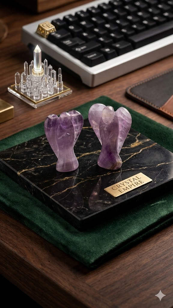 Amethyst Crystal Angel for Healing, Protection & Peace Energy 2 inches size