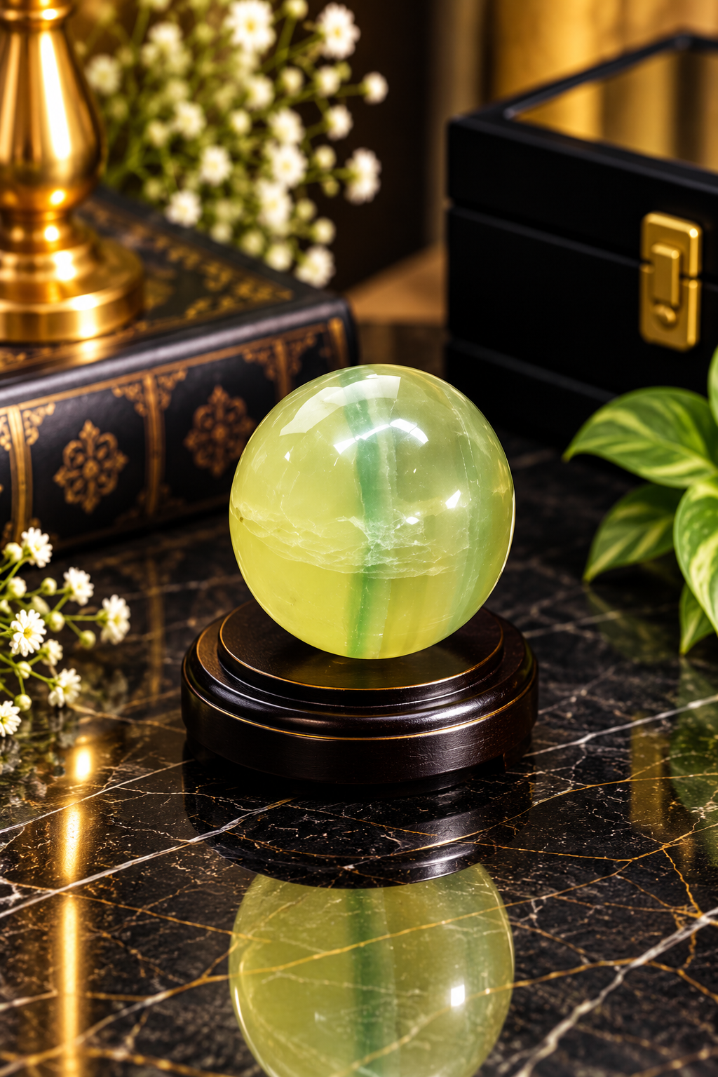 Multi Fluorite Crystal Ball | Natural Green Yellow Fluorite 21 Gram