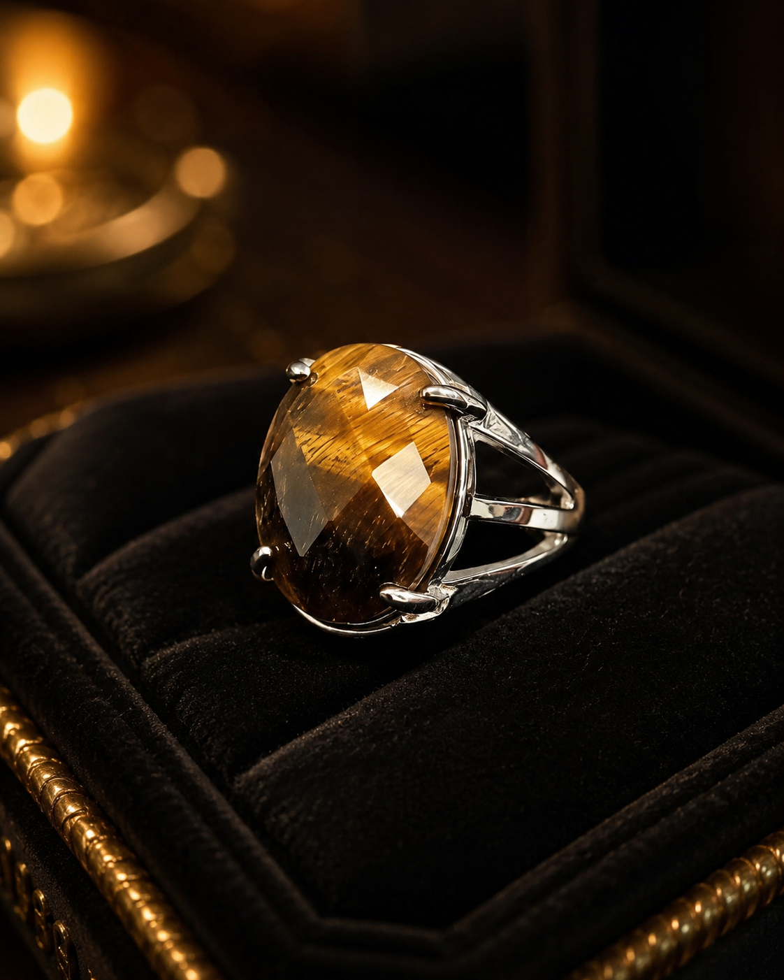 Tiger Eye Ring Adjustable Natural Gemstone Ring | Crystal Empire