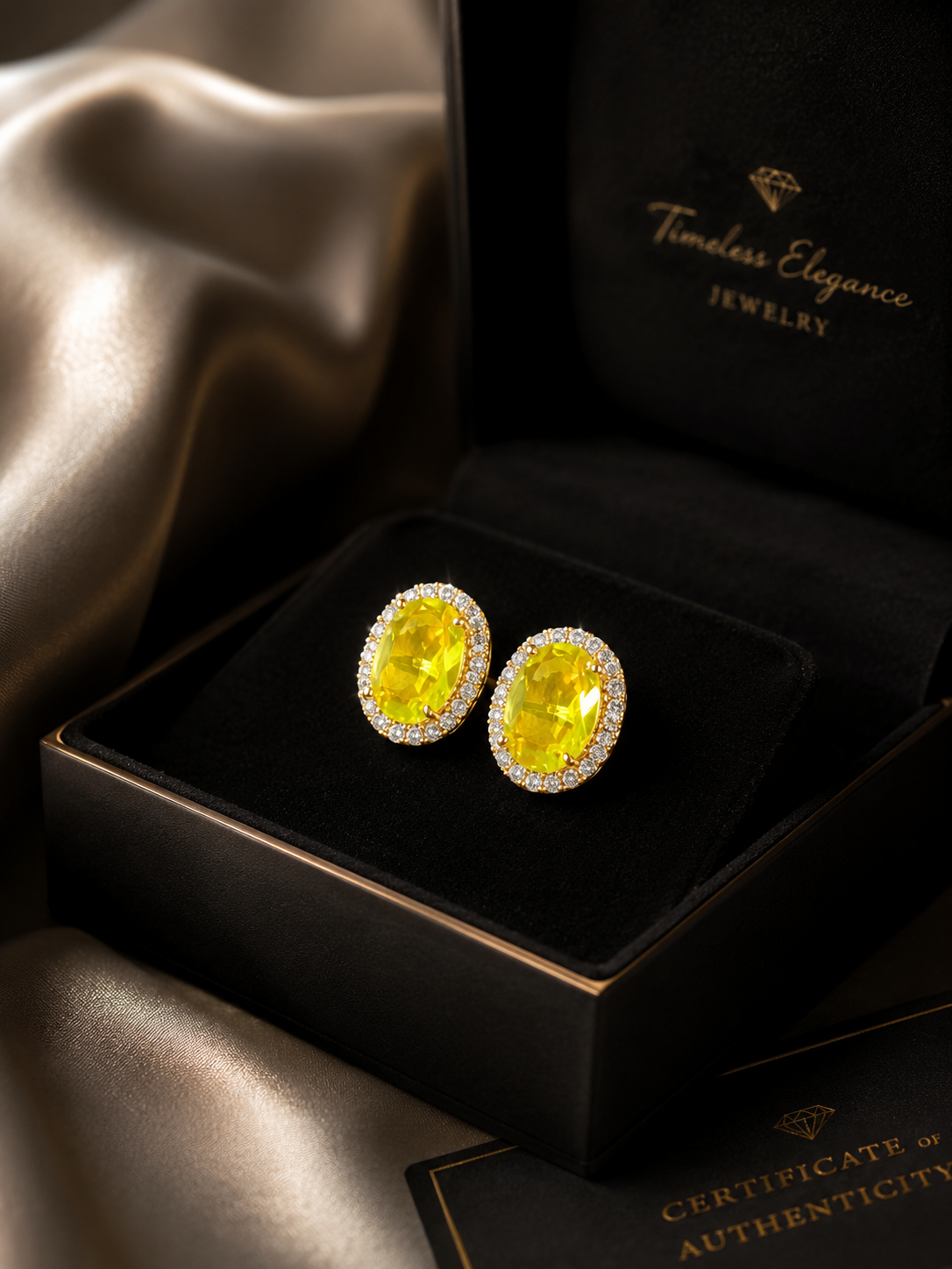 Fancy Designer Yellow Stone Ear Studs for Women | Zircon Luxury Earrings (BR120)