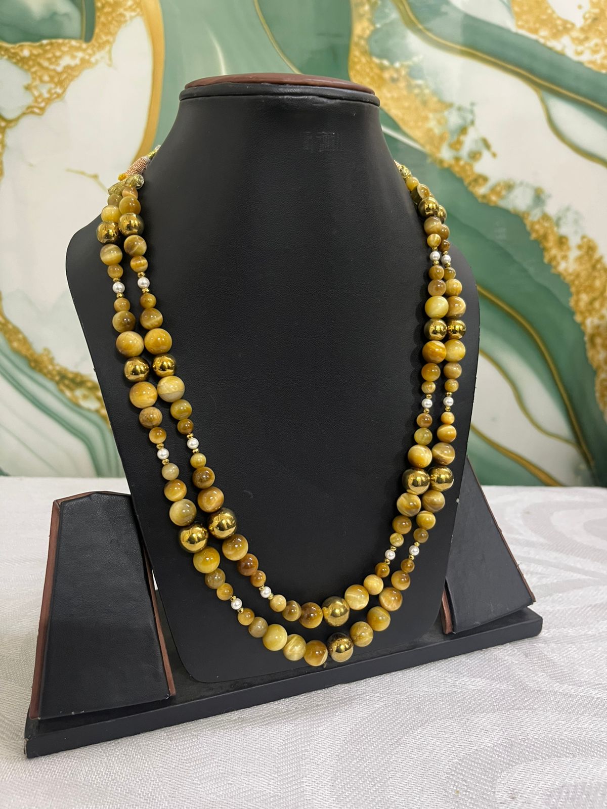 Tiger Eye Beaded Necklace | Luxury Double-Strand Gemstone Jewelry