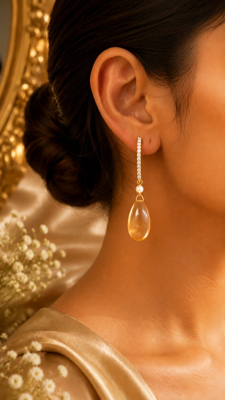 Luxury Gold Tone Pearl Drop Earrings for Women | Designer Jewelry (BR150)