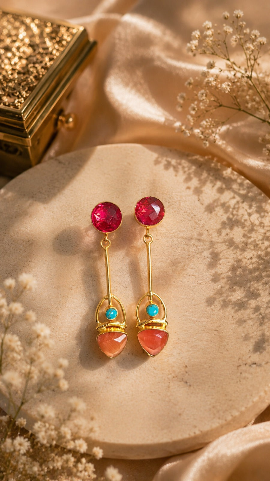 Fancy Designer Multicolor Drop Earrings for Women | Elegant Gold Tone Fashion Jewelry (BR150)