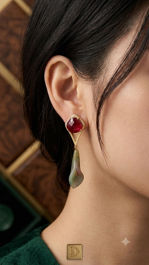 Luxury Gold-Tone Contemporary Drop Earrings for Women (BR300)