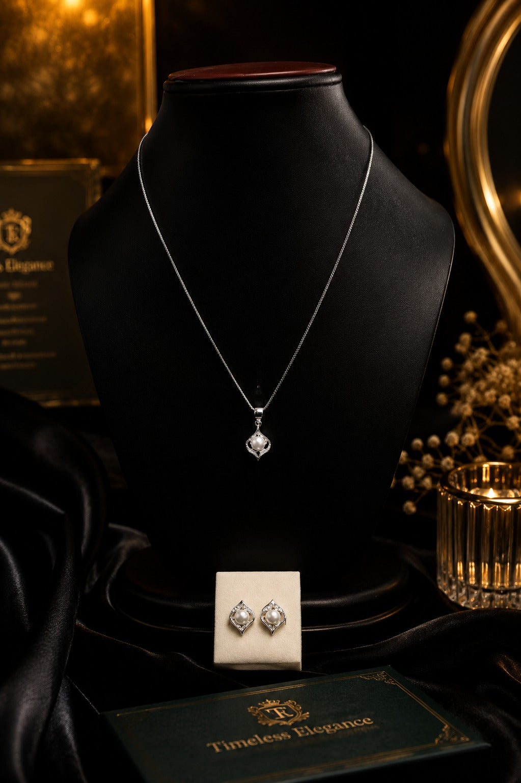 Silver Pendant & Earring Set | Party Wear Jewelry | Without Chain | 3.52g | NT-8