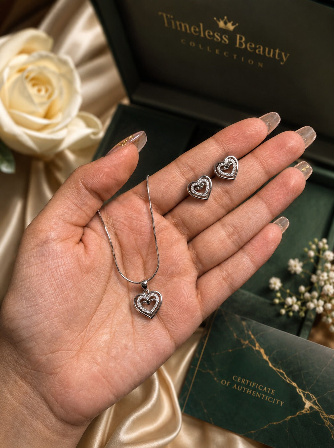 Designer Silver Pendant & Earring Set | Party Wear Jewelry | Without Chain | 2.69g | NT-10