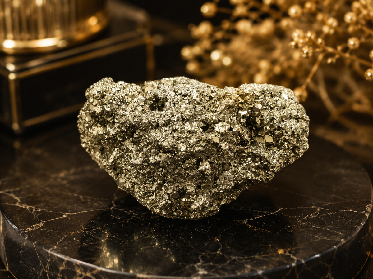 Natural Pyrite Crystal Cluster – Raw Golden Pyrite Stone for Home & Office Décor 200 Gram