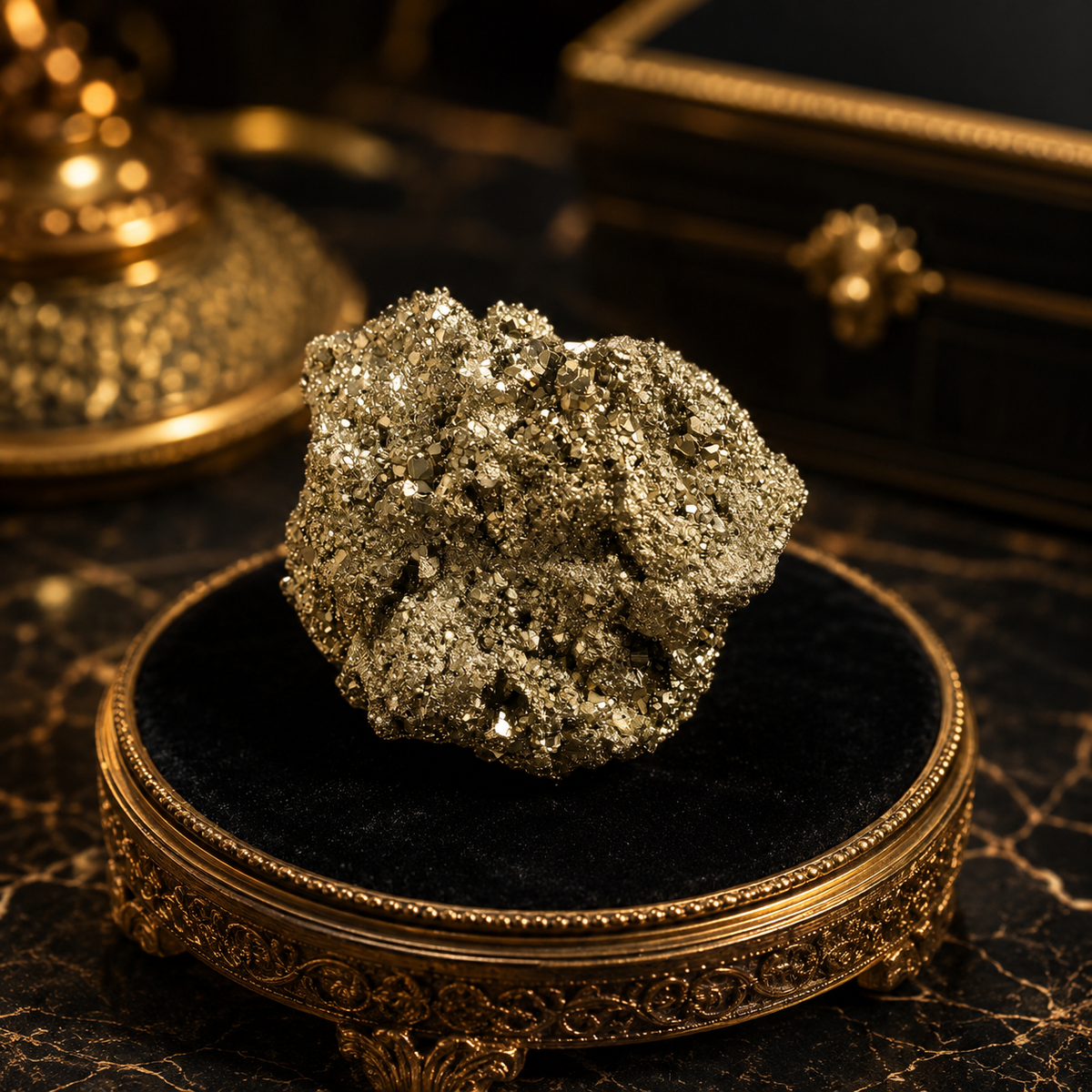 Natural Golden Pyrite Cluster – Raw Healing Crystal for Wealth & Décor 120 Gram