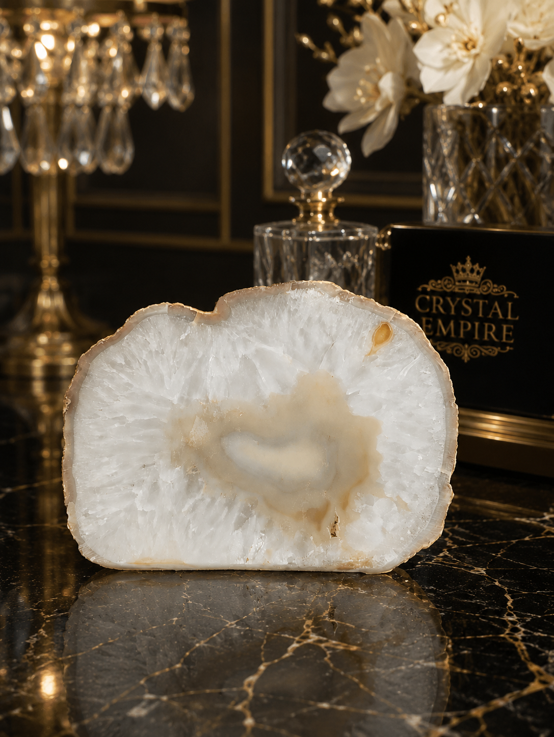 1300 Gram Natural White Agate Plate – Premium Crystal Display Piece