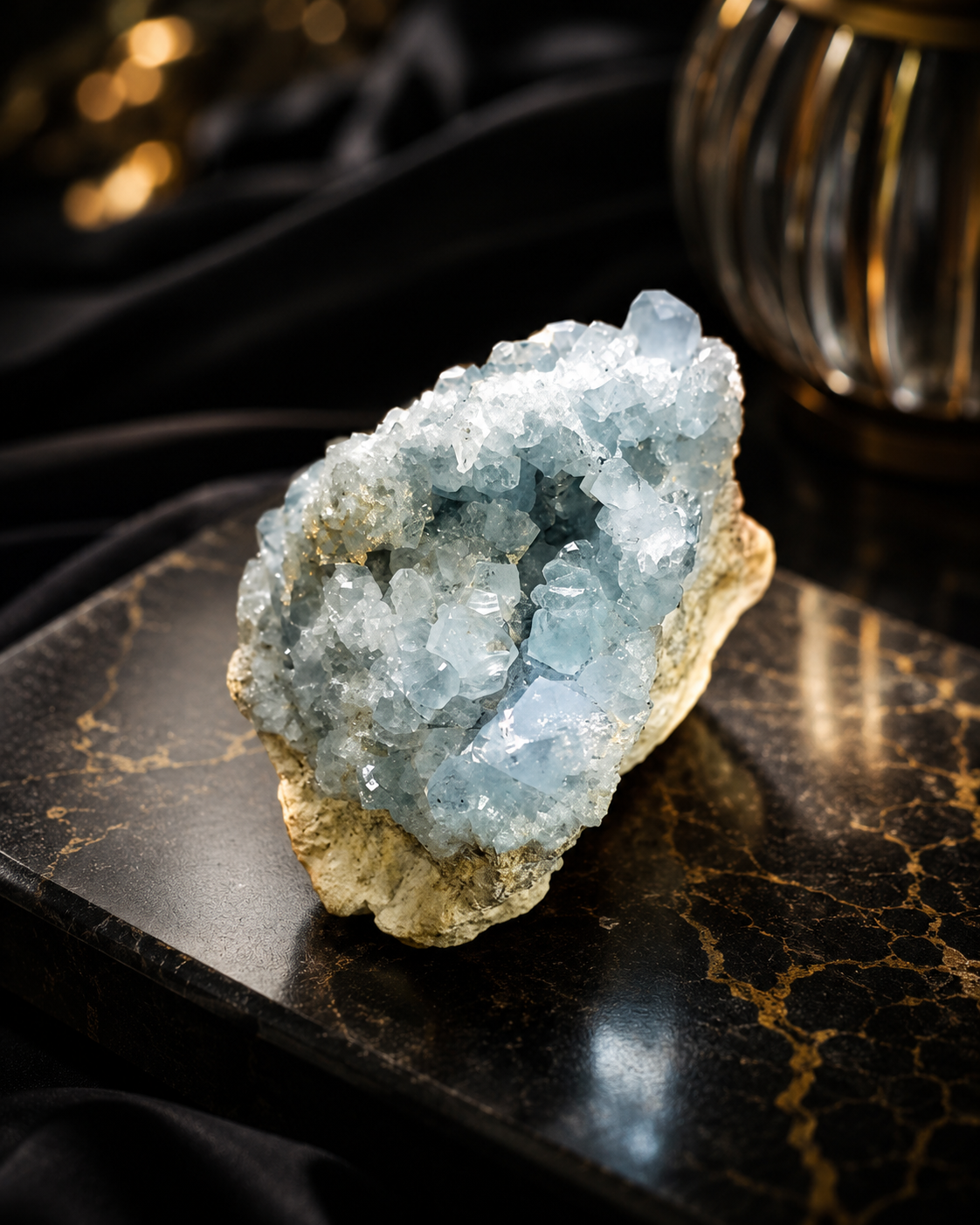 Celestite Cluster 230 Gram – Premium Sky Blue Crystal for Peace & Spiritual Healing