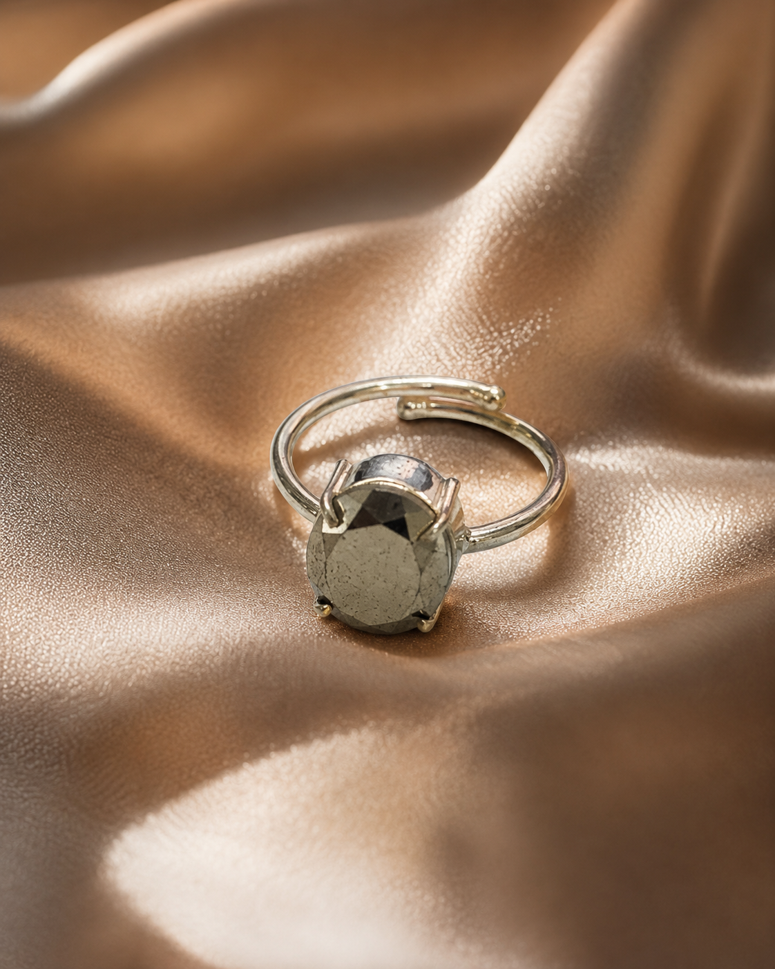 Golden Pyrite Adjustable Ring for Wealth, Protection & Success
