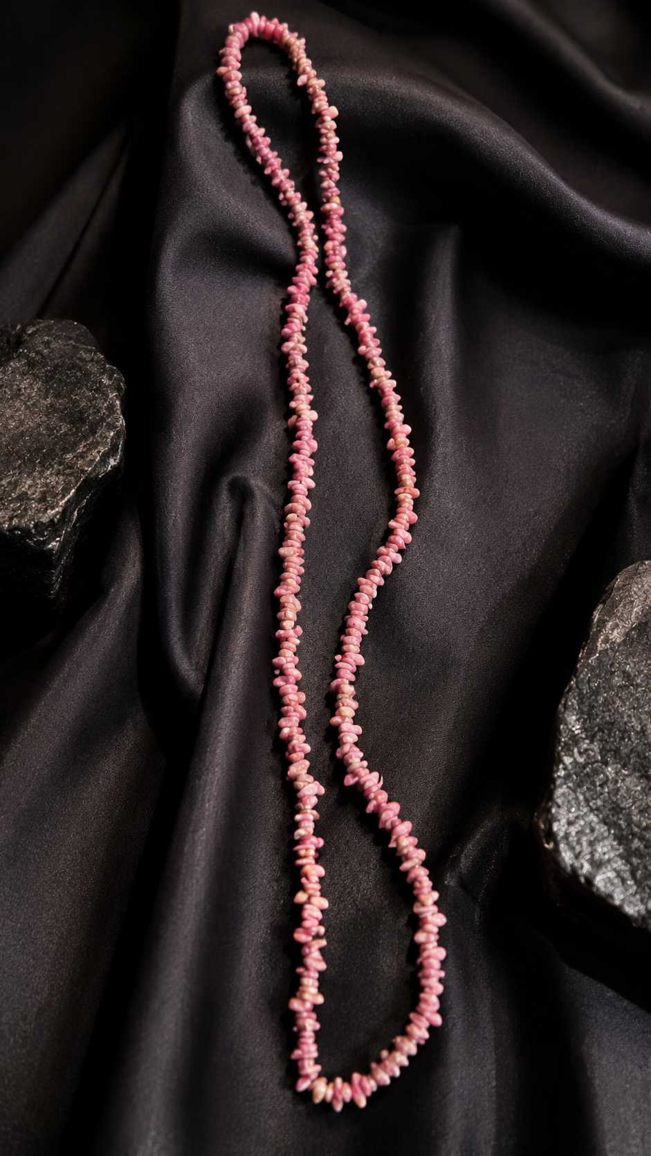 Natural Ruby Uncut Mala 35 Inches | Handmade Crystal Necklace for Healing