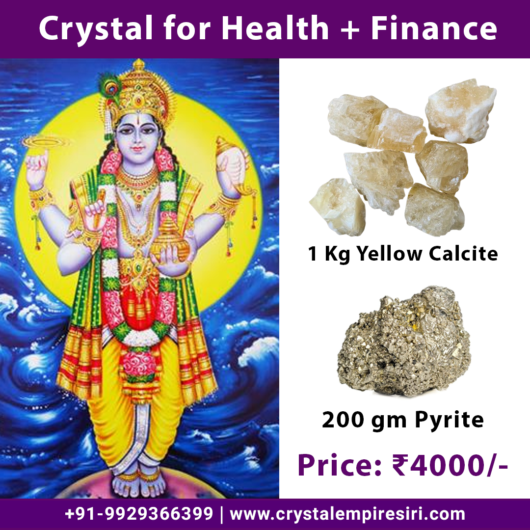 Crystal for Health & Finance โ Yellow Calcite & Pyrite | Dhanvantri Crystal Kit โ Health & Wealth Booster