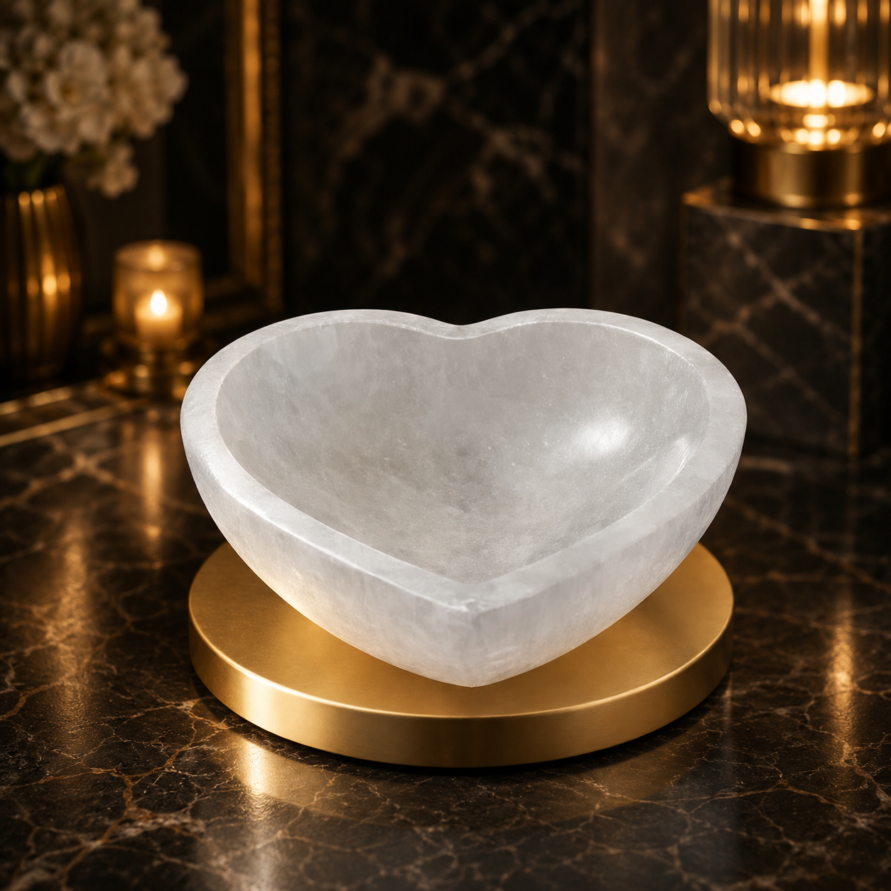 Natural Selenite Heart Shape Bowl for Energy Cleansing & Décor 3 inches size