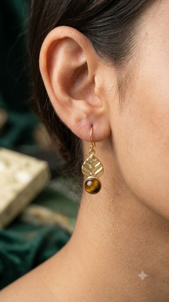 Gold Leaf Drop Earrings – Elegant Fashion Jewelry for Women (BR125)