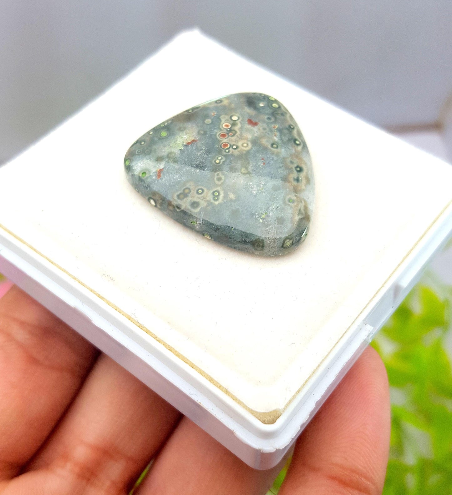 Jasper, Natural Ocean Jasper, Fancy Smooth Cabochon Loose Gemstone, 38.10 Carat, Size-32x29x5mm, For Jewelry Making, PCS-1