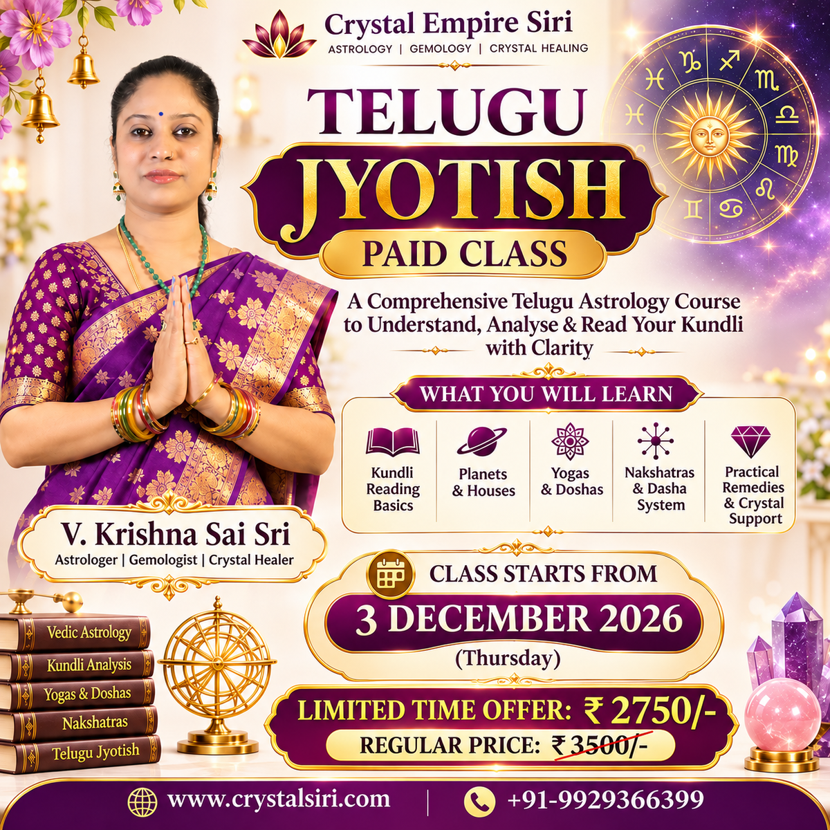 Telugu Jyotish Paid Class – Learn Kundli Analysis with V. Krishna Sai Sri
