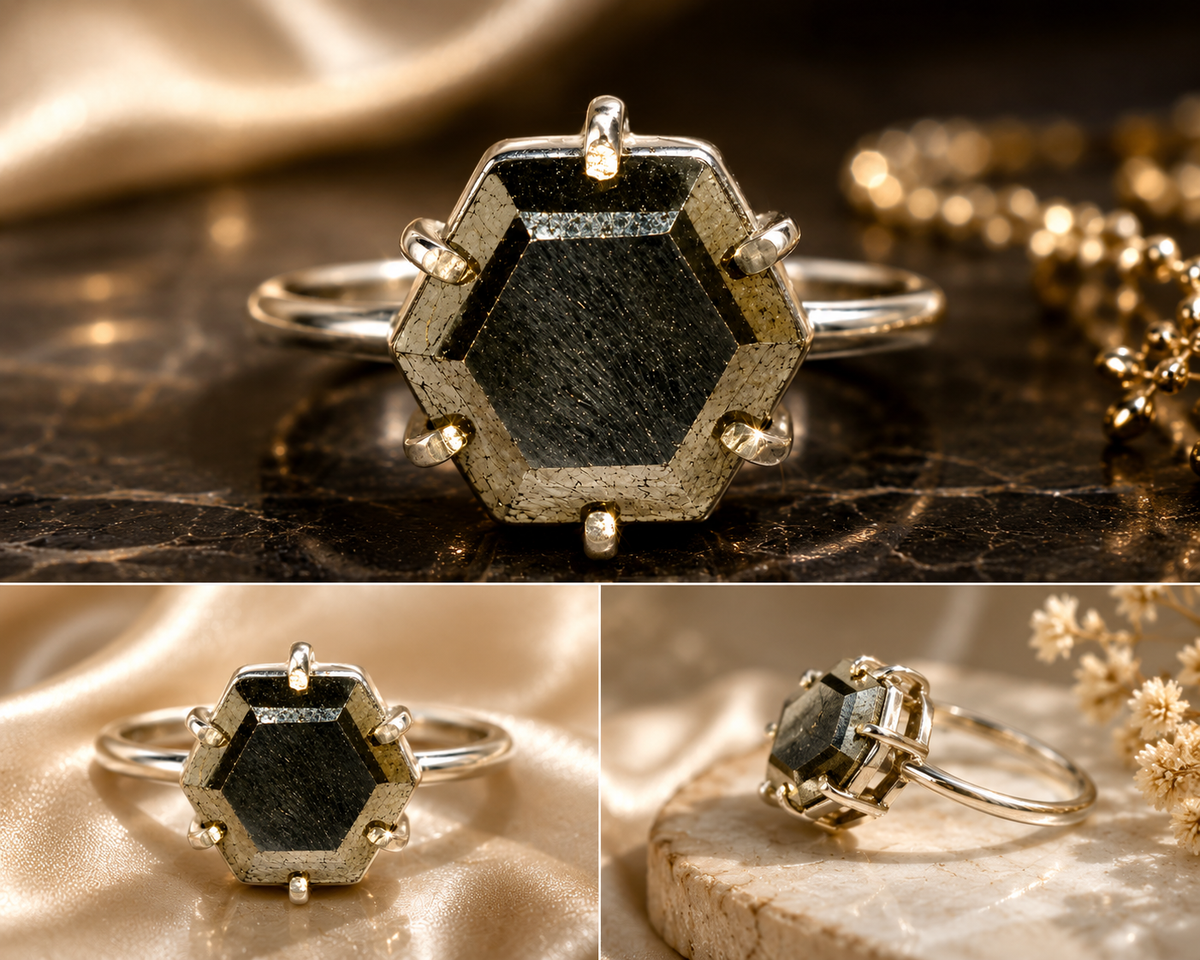 Golden Pyrite Adjustable Ring | Wealth, Protection & Success Stone