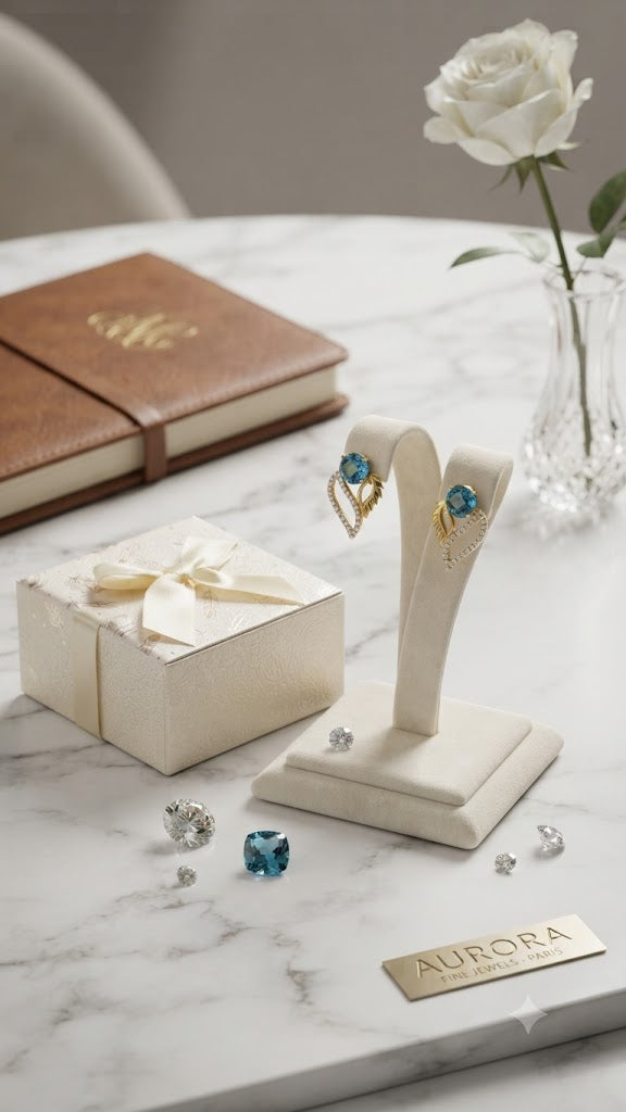 Luxury Blue Stone Heart Design Stud Earrings for Women | Fashion Jewelry (BR250)