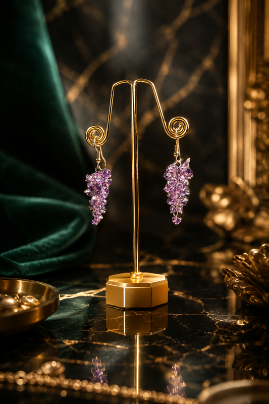 Amethyst Chips Earrings | Handmade Natural Crystal Dangle Earrings