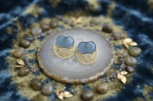 Elegant Blue Floral Designer Gold Plated Statement Earrings for Women (BR250)