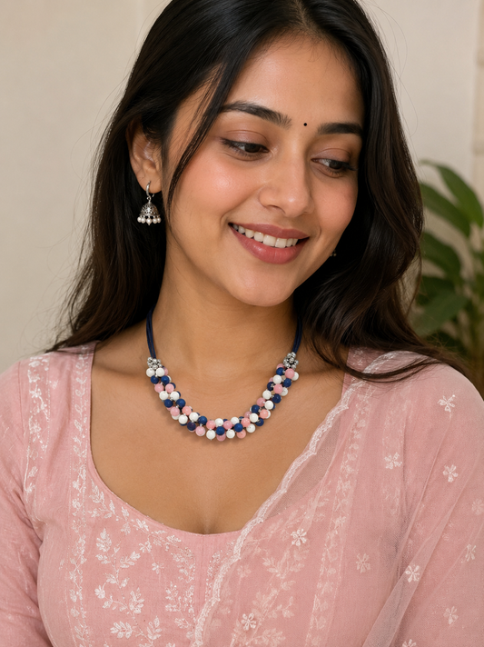Pastel Double-Strand Fancy Beads Necklace for Women | Handmade Ethnic & Contemporary Jewelry
