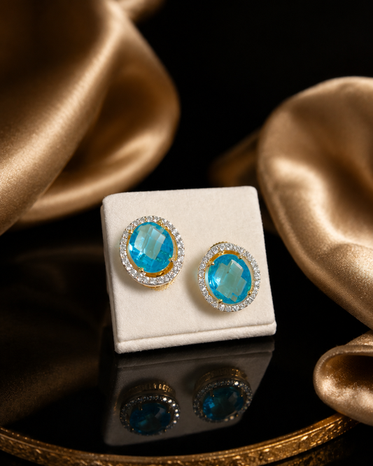 Fancy Designer Blue Ear Studs for Women | Elegant Party Wear Fashion Jewelry (BR120)