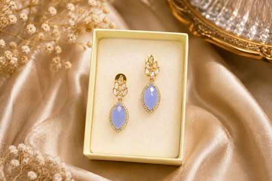 Elegant Sky Blue Teardrop Drop Earrings with Zircon Fashion Jewelry