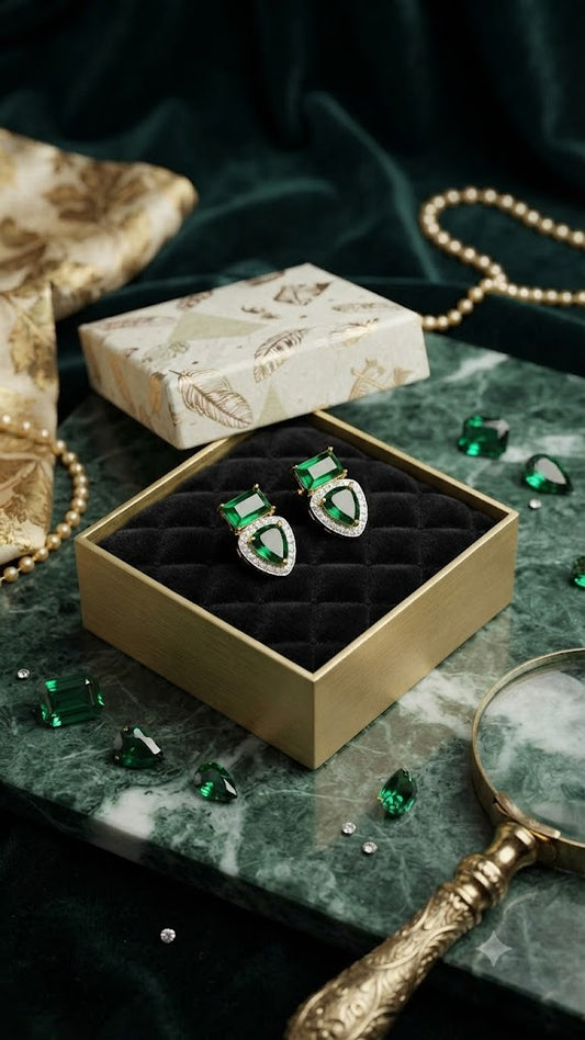 Luxury Green Designer Drop Earrings for Women | Fashion Jewelry (BR250)
