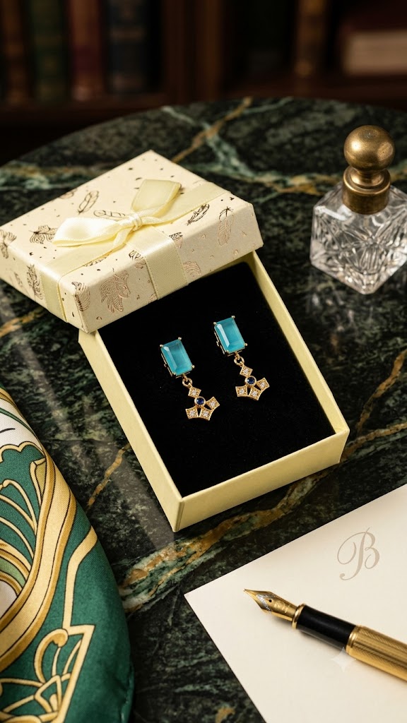 Luxury Blue Designer Drop Earrings for Women | Gold Finish (BR125)