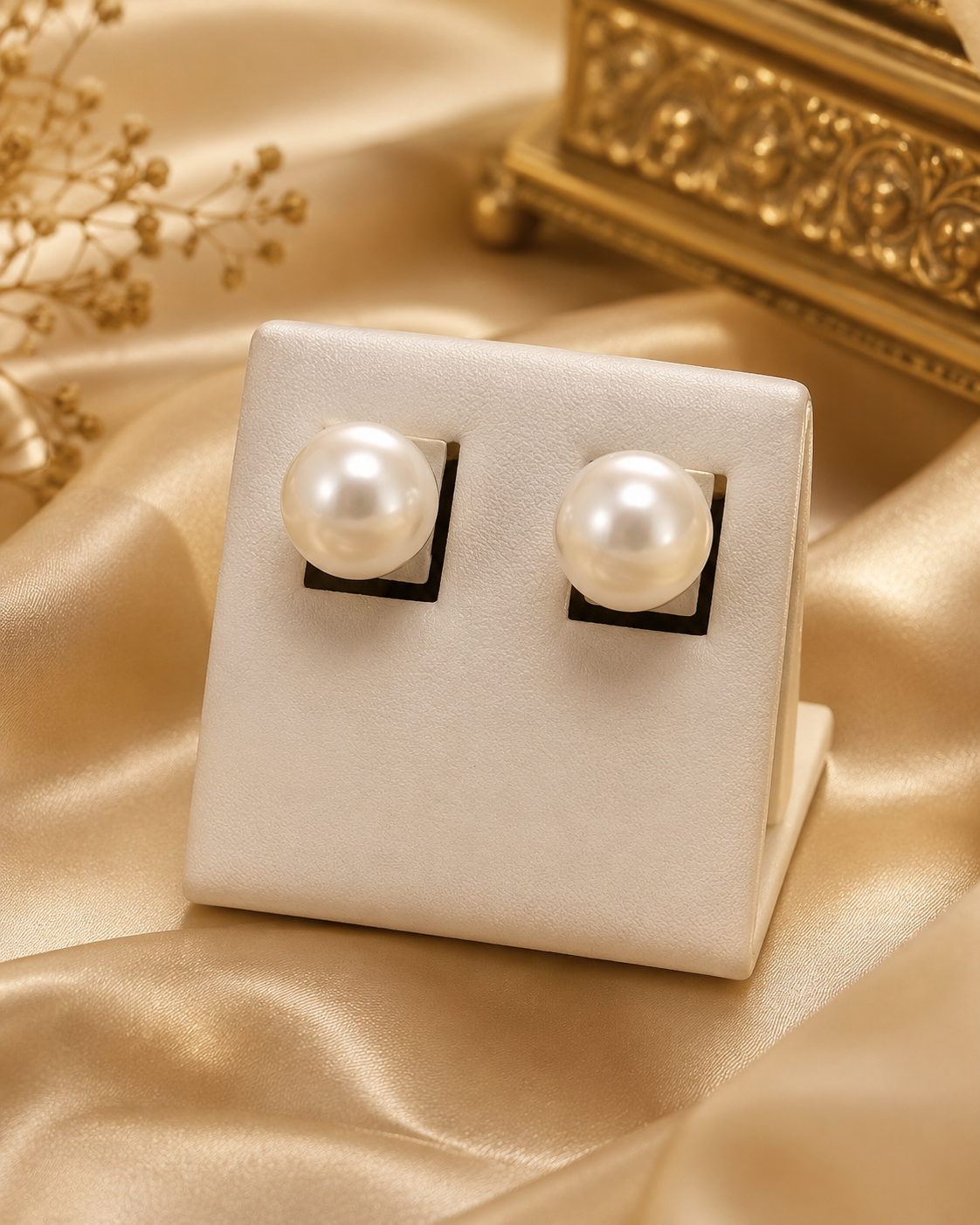 Premium White Pearl Stud Earrings | Elegant Classic Jewelry for Women