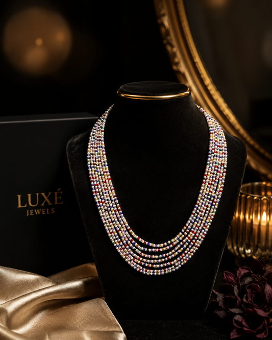 Luxury Multi Strand CZ Beaded Necklace | Elegant Party Jewelry for Women