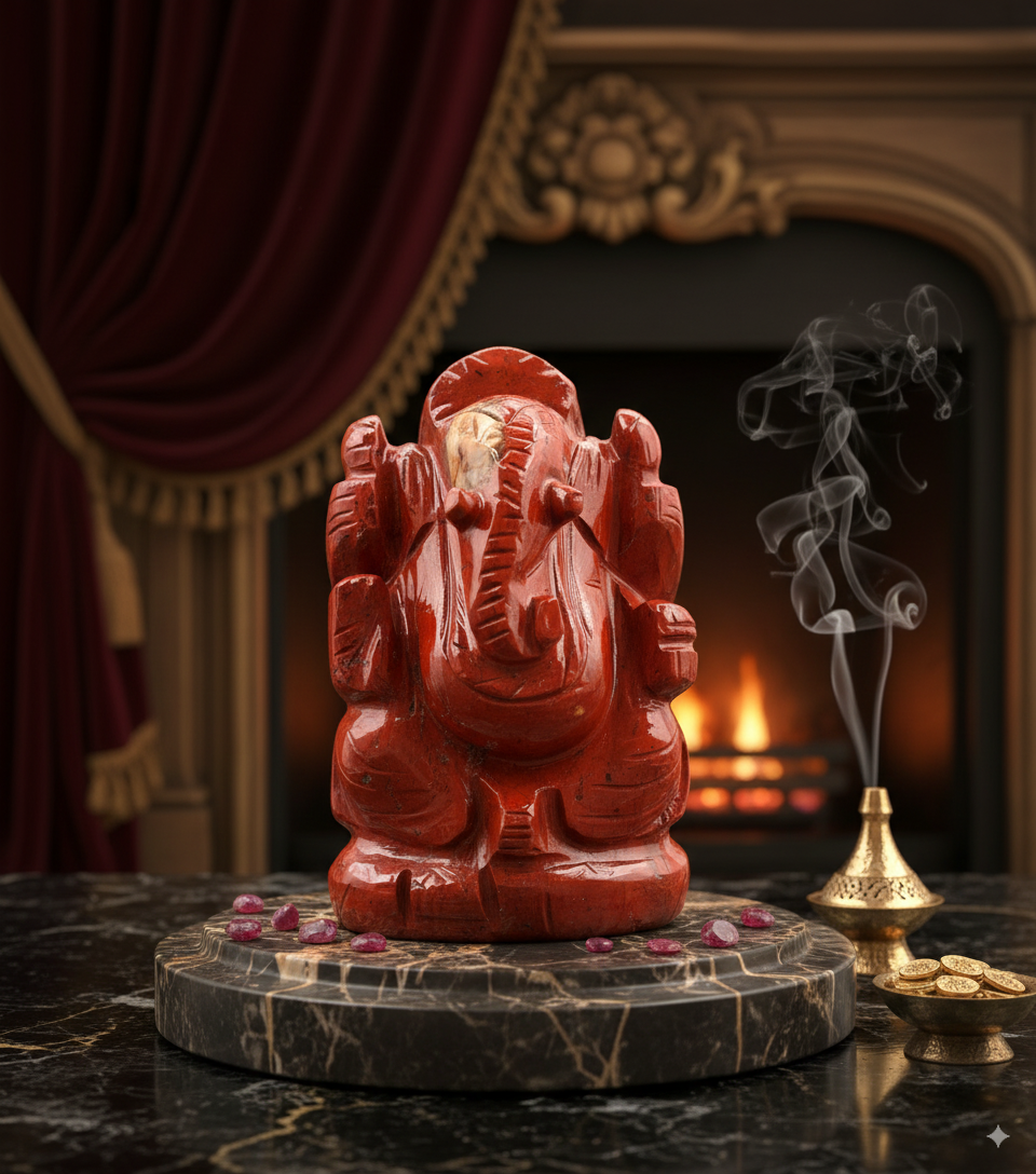 Red Jasper Ganesha Idol | Natural Red Jasper Ganesh Statue