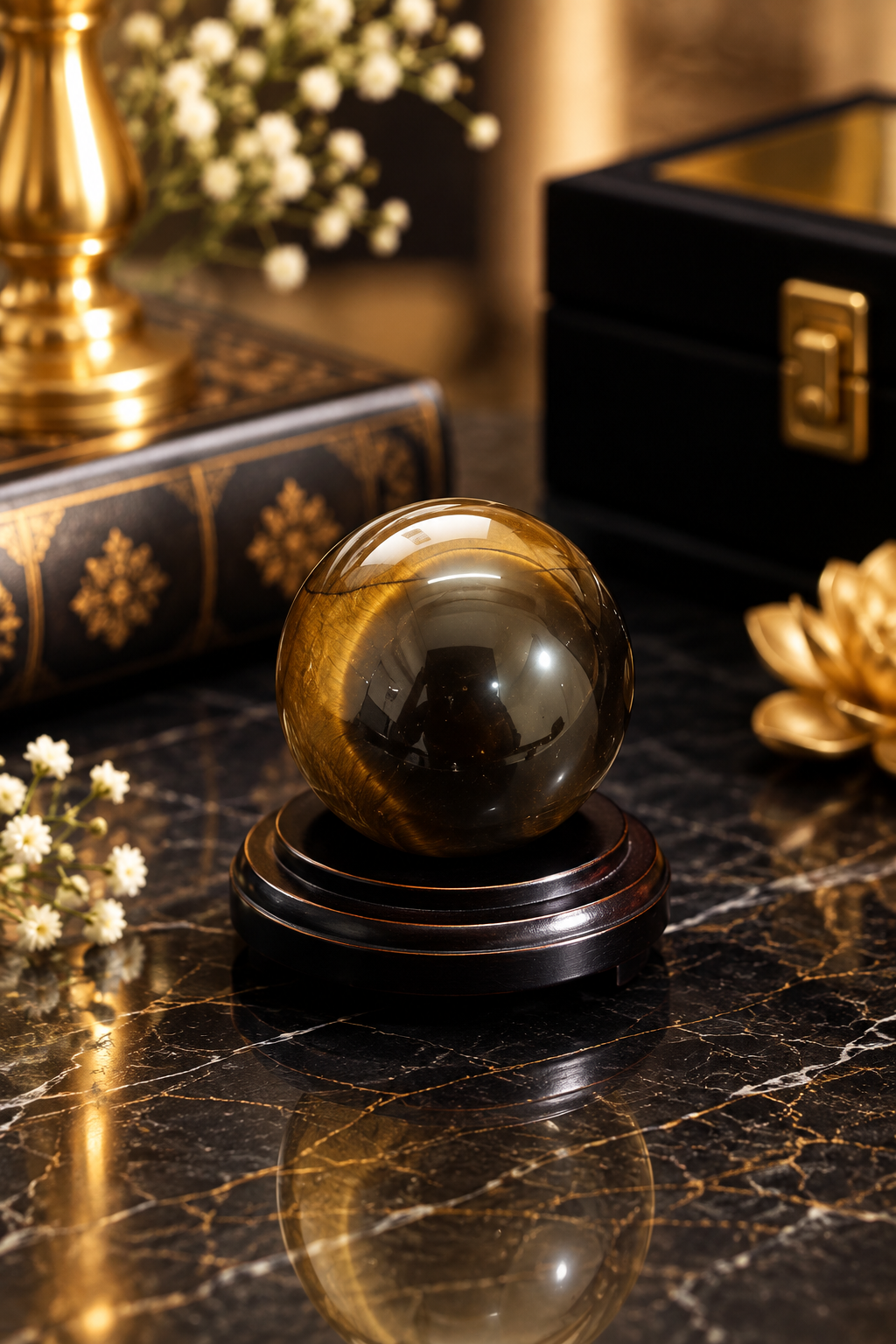 Tiger Eye Crystal Ball | Natural Polished Gemstone Sphere 32 Gram