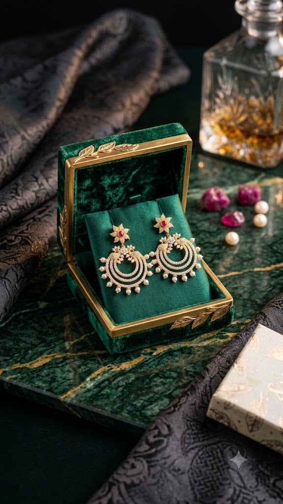 Luxury Pearl Hoop Earrings for Women | Designer Gold Plated Earrings (BR250)