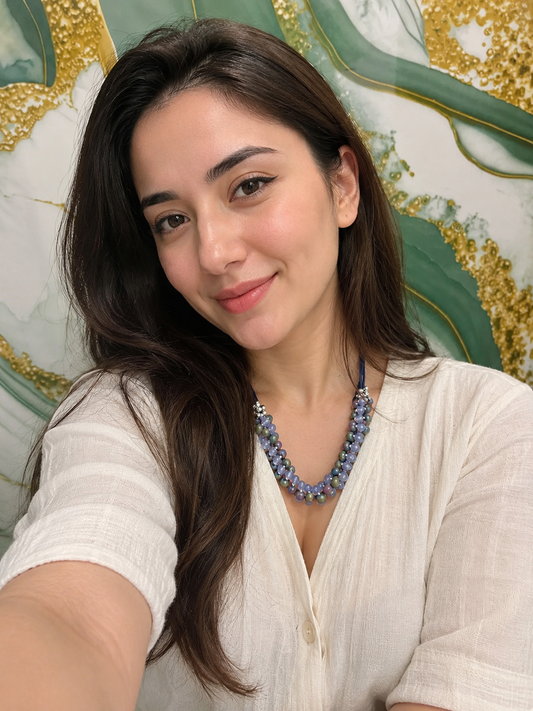 Handcrafted Blue Fancy Beads Necklace for Women | Elegant Ethnic & Contemporary Jewelry