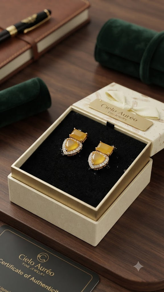 Luxury Gold-Tone Teardrop Statement Earrings for Women | Elegant (BR250)