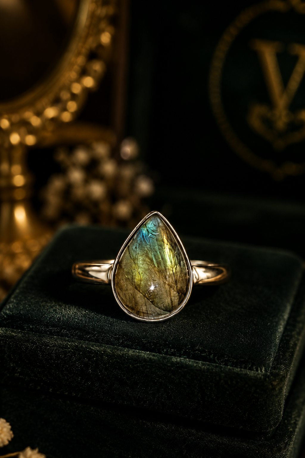 Labradorite Adjustable Ring | Natural Flash Crystal Ring for Women