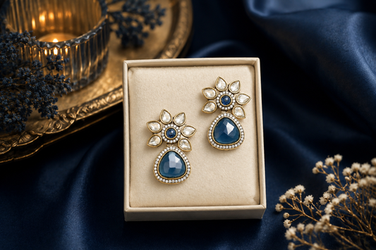 Gold Floral Drop Earrings for Women | Elegant Party Wear (BR250)