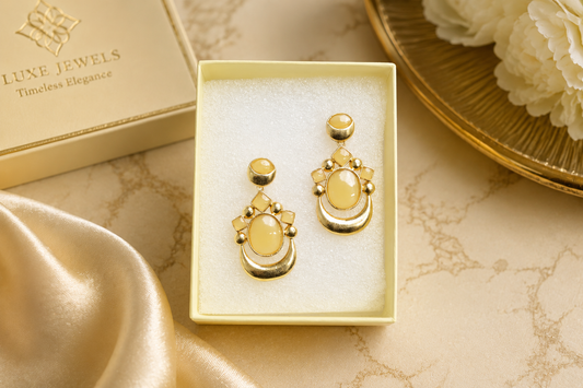 Elegant Gold-Tone Designer Drop Earrings for Women | Premium Fashion (BR250)