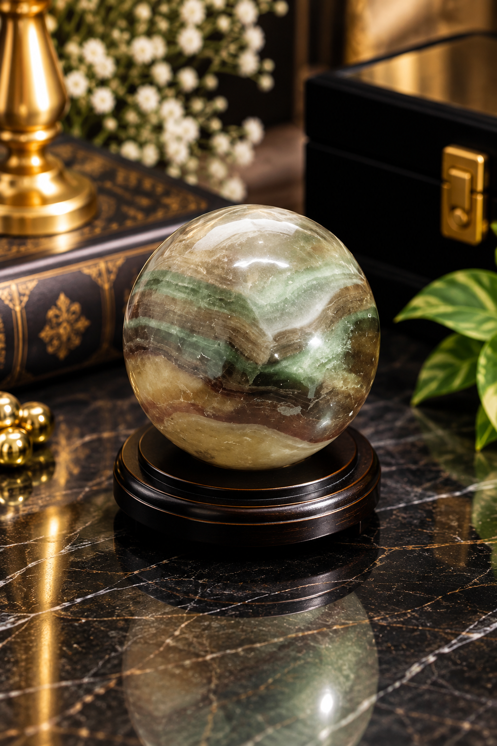 Natural Multi Fluorite Crystal Ball | Polished Fluorite Sphere for Clarity, Focus & Balance 85 Gram
